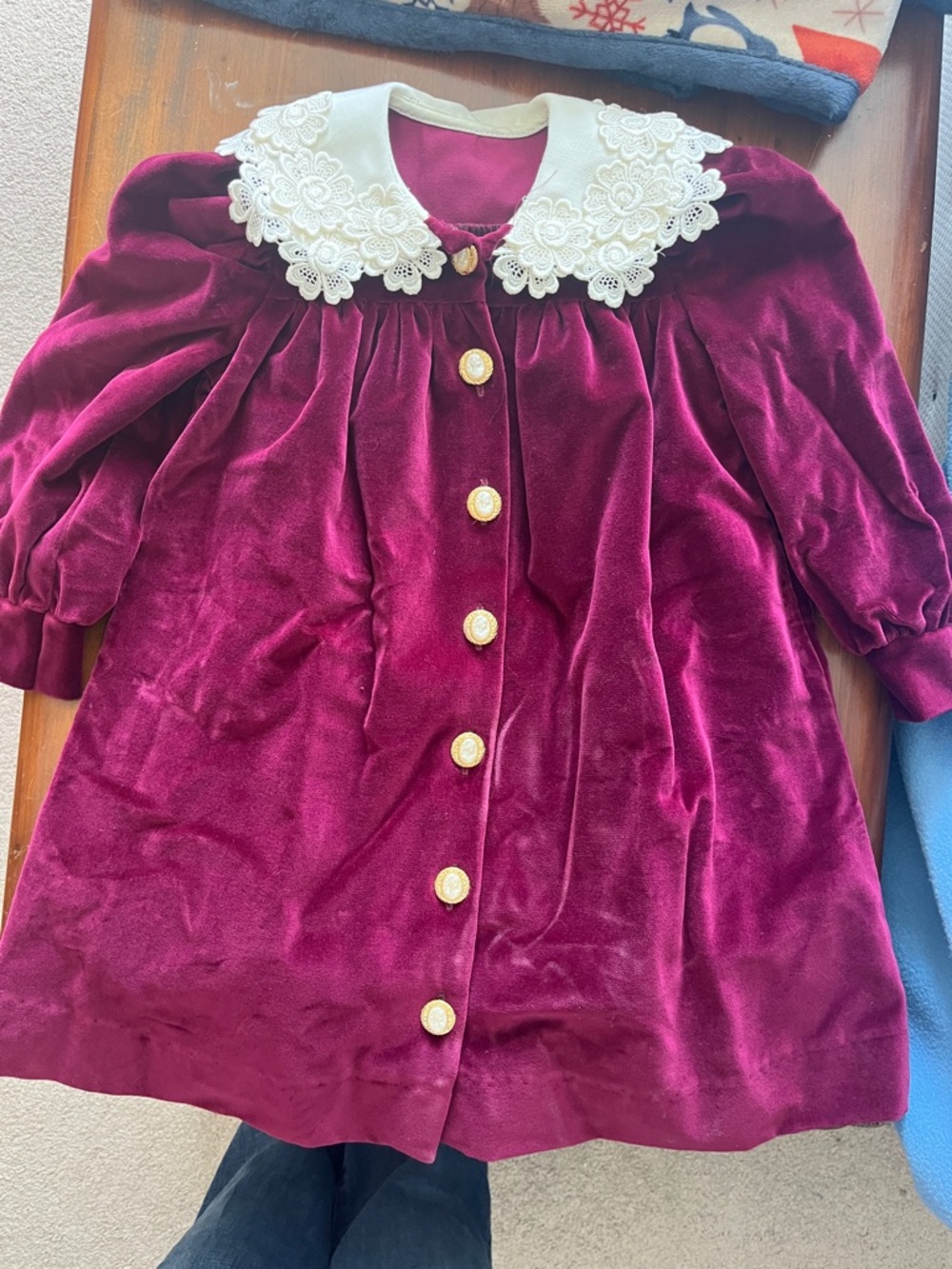 Purple Velvet 100% Cotton Girls Dress